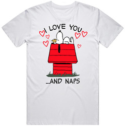 Valentine Snoopy And Woodstock I Love You And Naps Cute Valentines Day Mens Soft Cotton Tee T Shirt