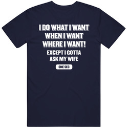 I Do What I Want When I Want Except I Gotta Ask My Wife Funny Mens Soft Cotton Tee T Shirt