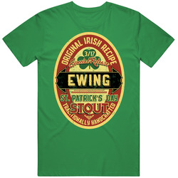 Ewing Original Irish Stout Beer Label St Patricks Day Last Name Mens Soft Cotton Tee T Shirt