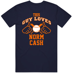 This Guy Loves Norm Cash Detroit Baseball Player Classic Mens Soft Cotton Tee T Shirt