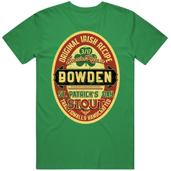 Bowden Original Irish Stout Beer Label St Patricks Day Last Name Mens Soft Cotton Tee T Shirt