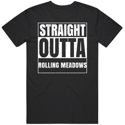 Straight Outta Rolling Meadows Illinois City Compton Parody Grunge Mens Soft Cotton Tee T Shirt