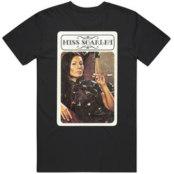 Miss Scarlet Clue Mystery Board Game Character Card Mens Soft Cotton Tee T Shirt