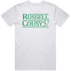 Bill Russell Bob Cousy 1957 Boston Basketball Sports Fan Mens Soft Cotton Tee T Shirt