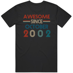 Awesome Since October 2002 Cool Birthdate Mens Soft Cotton Tee T Shirt