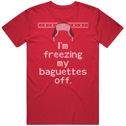 Freezing Baguettes Off National Lampoons Christmas Vacation Quote  Knit Mens Soft Cotton Tee T Shirt