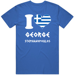 George Stephanopoulos Greek Greece Actor Sports I Love Mens Soft Cotton Tee T Shirt