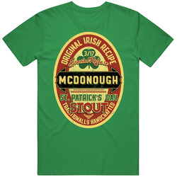 Mcdonough Original Irish Stout Beer Label St Patricks Day Last Name Mens Soft Cotton Tee T Shirt