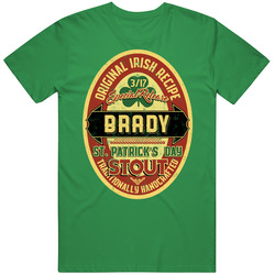 Brady Original Irish Stout Beer Label St Patricks Day Last Name Mens Soft Cotton Tee T Shirt