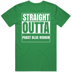 Straight Outta Pabst Blue Ribbon  St Patricks Day Beer Drinking Parody Mens Soft Cotton Tee T Shirt