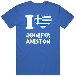 Jennifer Aniston Greek Greece Actor Sports I Love Mens Soft Cotton Tee T Shirt