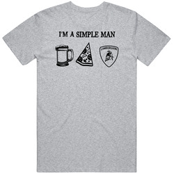 Lamborghini Simple Man Beer Pizza Car Logo Driving Fan Mens Soft Cotton Tee T Shirt