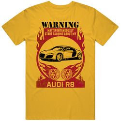 2006 Audi R8 Warning May Start Talking About My Car Worn Look Mens Soft Cotton Tee T Shirt