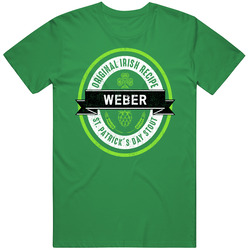 Weber Beer Stout Label Drink Irish Name St Patricks Day Mens Soft Cotton Tee T Shirt