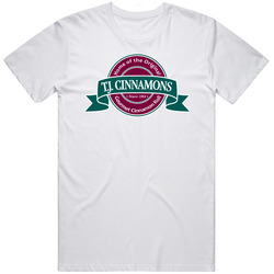 Tj Cinnamons Popular Gourmet Cinnamon Roll Restaurant Mens Soft Cotton Tee T Shirt