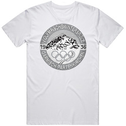 Garmisch-partenkirchen Winter Olympics 1936 Retro Grunge Logo World Event Mens Soft Cotton Tee T Shirt
