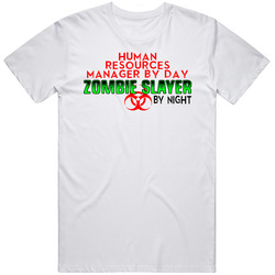 Human Resources Manager By Day Zombie Slayer By Night Halloween Job Mens Soft Cotton Tee T Shirt