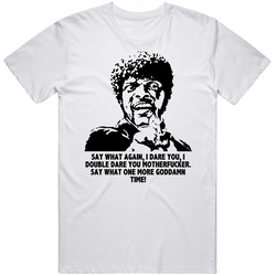 Say What Again I Dare You Jules Pulp Fiction Movie Quotes Mens Soft Cotton Tee T Shirt