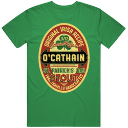 O'cathain Original Irish Stout Beer Label St Patricks Day Last Name Mens Soft Cotton Tee T Shirt