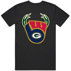 Wisconsin Sports Football Baseball Basketball Logo Mashup Sports Fan Mens Cotton Classic T Shirt