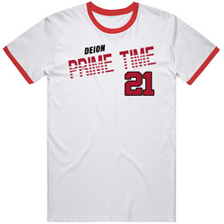 Deion Sanders 21 Prime Time Favorite Player Atlanta Football Mens Cotton Classic T Shirt