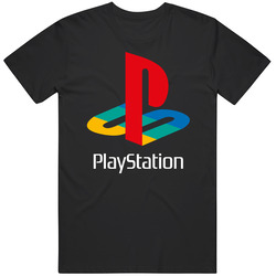 Playstation Throwback Logo Retro Gamers Mens Cotton Classic T Shirt