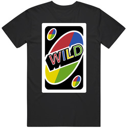 Wild Uno Card Game Fan Halloween Fancy Dress Mens Cotton T Shirt