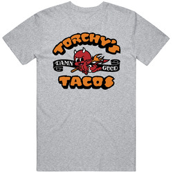 Torchy's Tacos Tex Mex Grill Mexican Food Restaurant Logo Mens Cotton T Shirt