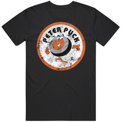 Peter Puck Retro Hockey Mens Cotton T Shirt