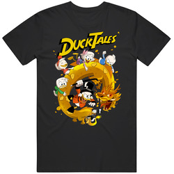 Ducktales Golden Dragon Fight 80s Tv Kids Show Cartoon Mens Cotton T Shirt