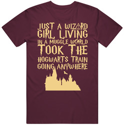Just A Wizard Girl Living In A Muggle World Harry Potter Mens Cotton T Shirt