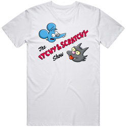 The Itchy And Scratchy Show Retro Cartoon Mens Cotton T Shirt
