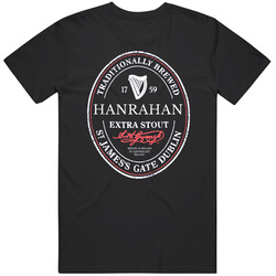 Hanrahan Irish Beer Label St Patricks Day Guinness Parody Grunge Mens Cotton T Shirt