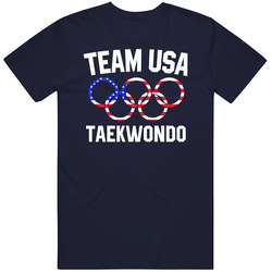 Team Usa Taekwondo Olympics Event Patriotic Rings Mens Cotton T Shirt