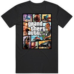 Grand Theft Auto V Game Cover Mens Cotton T Shirt