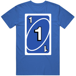 One 1 Blue Uno Card Game Fan Halloween Fancy Dress Mens Cotton T Shirt