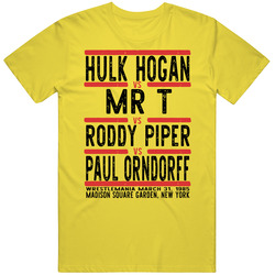 Hulk Hogan Vs Mr T Vs Roddy Piper Vs Paul Orndorff Wrestlemania Retro Look Cool Mens Cotton T Shirt
