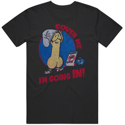 Cover Me I'm Going In Funny Penis Cartoon Vintage Unisex T Shirt