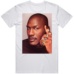 Michael Jordan Basketball Rings Photo Vintage Unisex T Shirt