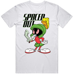 Spaced Out Marvin The Martian Smoking Weed Pot Stoner Retro Cartoon Parody Vintage Unisex T Shirt