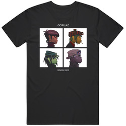 Demon Days Gorillaz 4 Cartoon Band Mate Mens Cotton Classic T Shirt