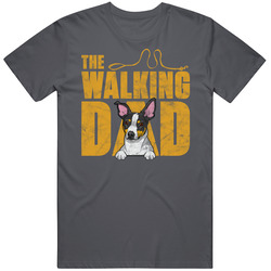 Rat Terrier Walking Dad Father's Day Worn Look Mens Cotton Classic T Shirt