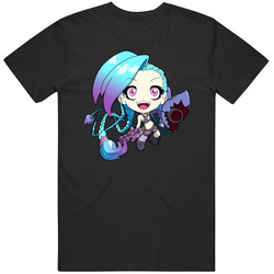 League Of Legends - Little Jinx! - Cute Black Mens Cotton Classic T Shirt