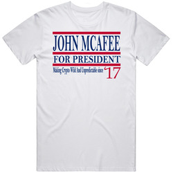 John Mcafee For President Making Crypto Wild And Unpredictable Since 2017 Fan Mens Cotton Classic T Shirt