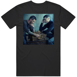 Lionel Messi And Cristiano Ronaldo Playing Chess Distressed Mens Cotton Classic T Shirt