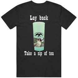 Duck Dynasty Uncle Si Tea Cup Lay Back, Take A Sip Of Tea Black Mens Vintage T Shirt