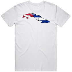 Cuba Country Shape Flag Olympic Sport Team Fan Mens Vintage T Shirt