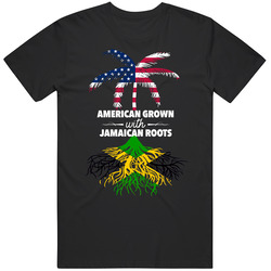 American Grown With Jamaican Roots Palm Tree Mens Vintage T Shirt