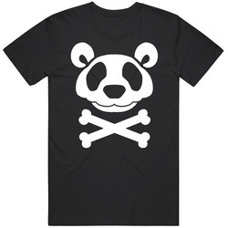 Skeleton Panda Skull - Black  - Cute Mens Vintage T Shirt