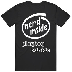Funny Geek Nerd Inside Playboy Outside Mens Vintage T Shirt